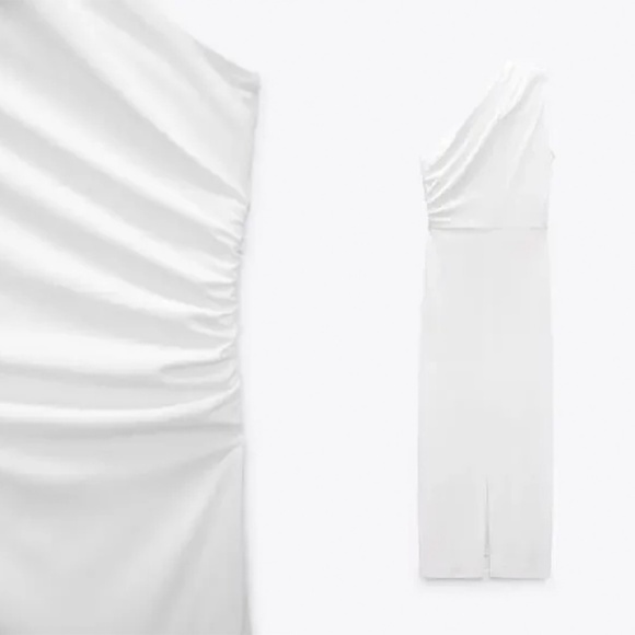 NWT Zara Women’s‎ White Asymmetrical Midi Dress Size M - Picture 2 of 4